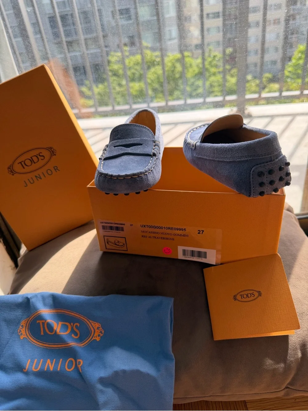 Tod's Junior Blue Suede Penny Loafers for Kids